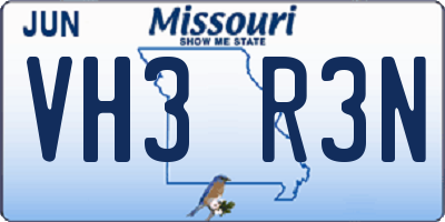 MO license plate VH3R3N