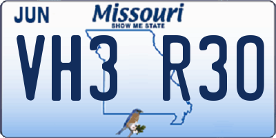 MO license plate VH3R3O