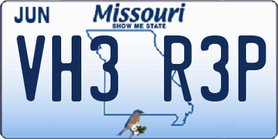 MO license plate VH3R3P
