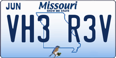 MO license plate VH3R3V