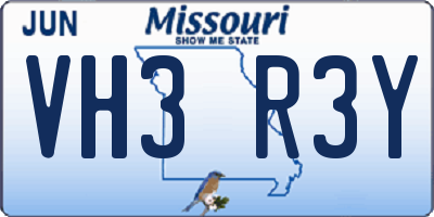 MO license plate VH3R3Y