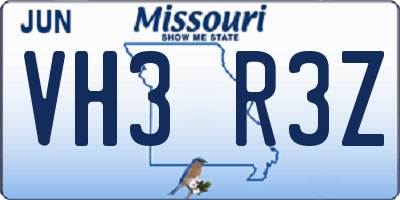 MO license plate VH3R3Z