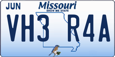 MO license plate VH3R4A