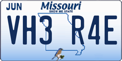 MO license plate VH3R4E