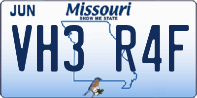 MO license plate VH3R4F
