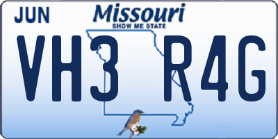 MO license plate VH3R4G
