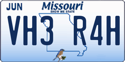 MO license plate VH3R4H