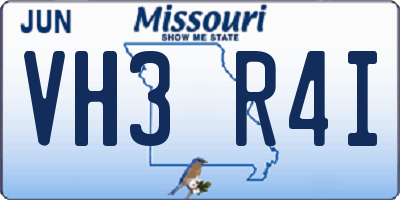 MO license plate VH3R4I