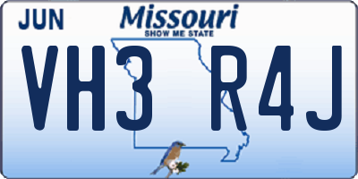 MO license plate VH3R4J