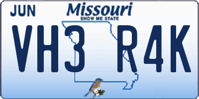 MO license plate VH3R4K