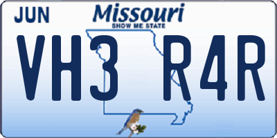 MO license plate VH3R4R