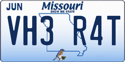 MO license plate VH3R4T