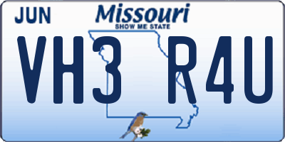 MO license plate VH3R4U