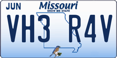 MO license plate VH3R4V