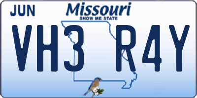 MO license plate VH3R4Y
