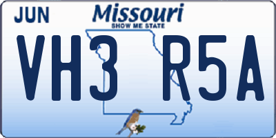 MO license plate VH3R5A