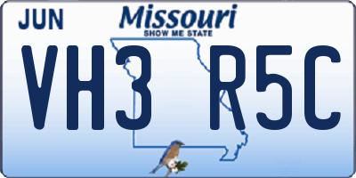 MO license plate VH3R5C