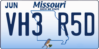 MO license plate VH3R5D