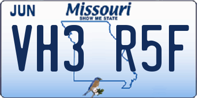 MO license plate VH3R5F