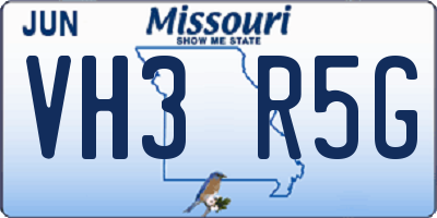 MO license plate VH3R5G
