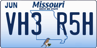 MO license plate VH3R5H