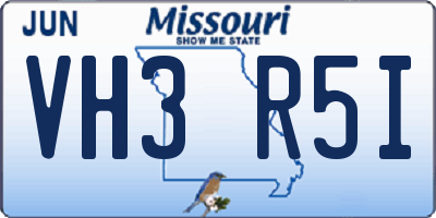MO license plate VH3R5I