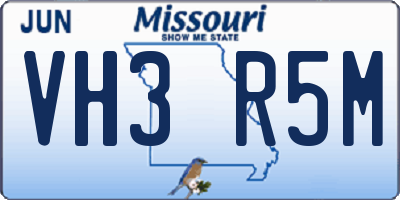 MO license plate VH3R5M
