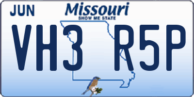MO license plate VH3R5P
