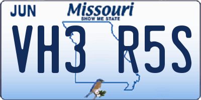 MO license plate VH3R5S