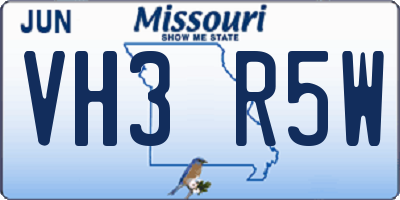 MO license plate VH3R5W