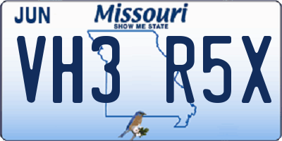 MO license plate VH3R5X