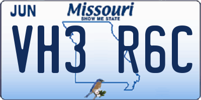 MO license plate VH3R6C