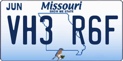 MO license plate VH3R6F