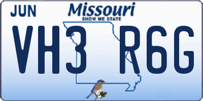 MO license plate VH3R6G