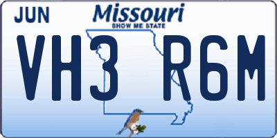 MO license plate VH3R6M
