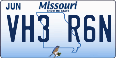 MO license plate VH3R6N