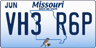 MO license plate VH3R6P