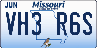 MO license plate VH3R6S