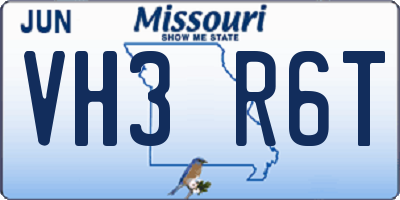 MO license plate VH3R6T