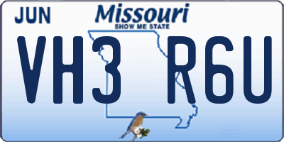 MO license plate VH3R6U