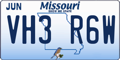 MO license plate VH3R6W