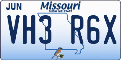 MO license plate VH3R6X