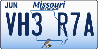 MO license plate VH3R7A