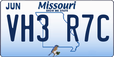 MO license plate VH3R7C
