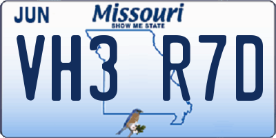 MO license plate VH3R7D