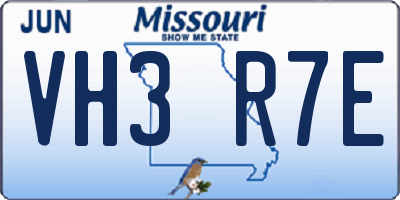 MO license plate VH3R7E
