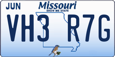 MO license plate VH3R7G