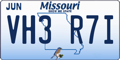 MO license plate VH3R7I