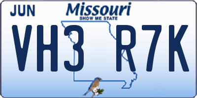MO license plate VH3R7K