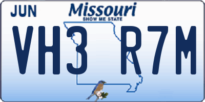 MO license plate VH3R7M